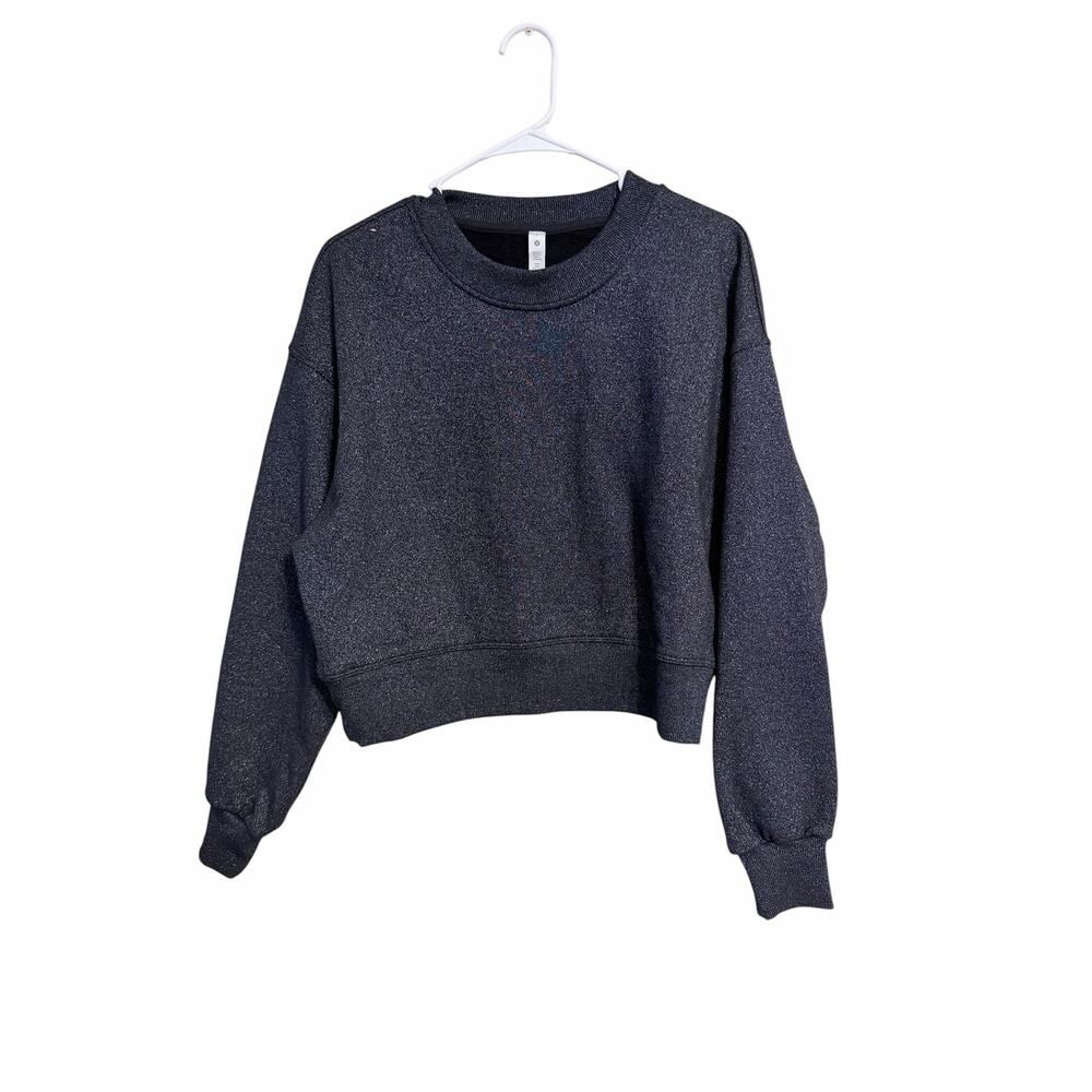 Lululemon Perfectly Oversized Cropped Crew Black Sparkle Size 4 NWT - Picture 7 of 7